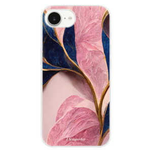 Silikonové pouzdro iSaprio - Apple iPhone 16e / iPhone 17e - Pink Blue Leaves