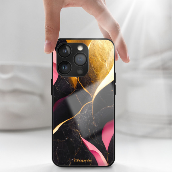 iSaprio MagSafe lesklé pouzdro - Apple iPhone 13 Pro - Gold Pink Marble