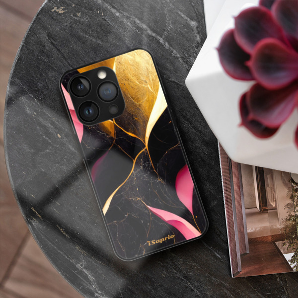 iSaprio MagSafe lesklé pouzdro - Apple iPhone 13 Pro - Gold Pink Marble