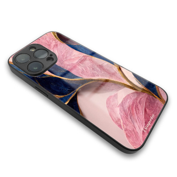 iSaprio MagSafe lesklé pouzdro - Apple iPhone 13 Pro - Pink Blue Leaves