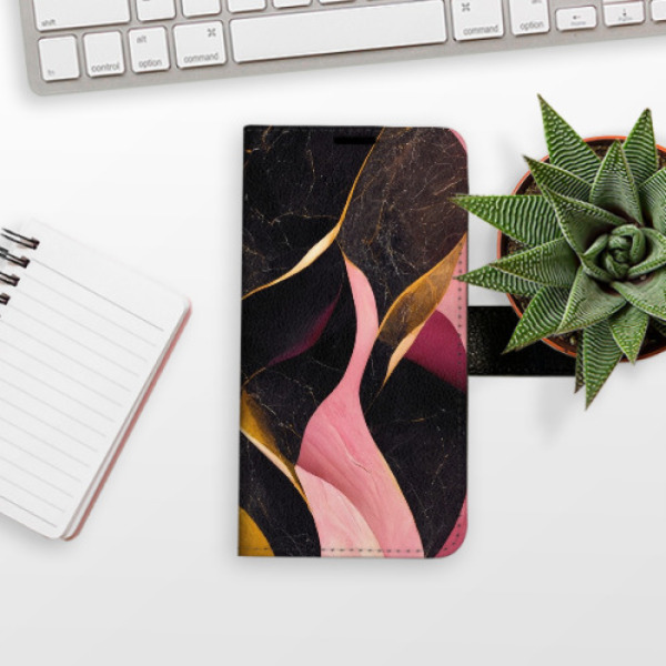 Flip pouzdro iSaprio - Samsung Galaxy S26+ - Gold Pink Marble 02 s kapsičkami na karty