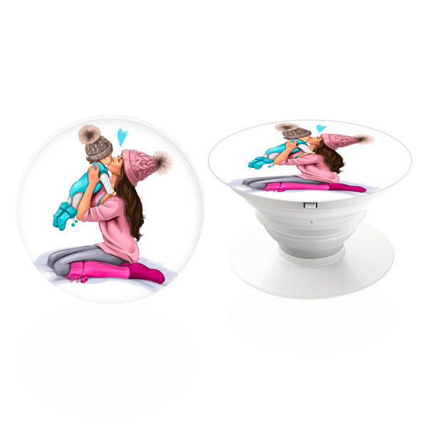 PopSocket iSaprio – Kissing Mom Brunette and Boy držák na mobil / mobil držka