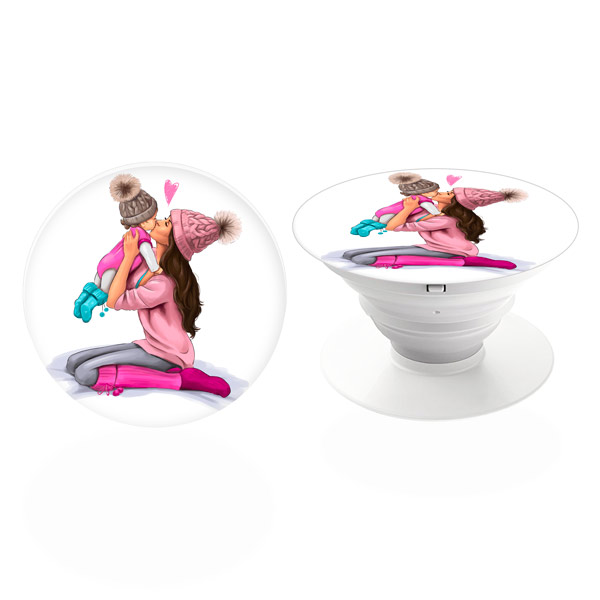 PopSocket iSaprio – Kissing Mom Brunette and Girl držák na mobil / mobil držka