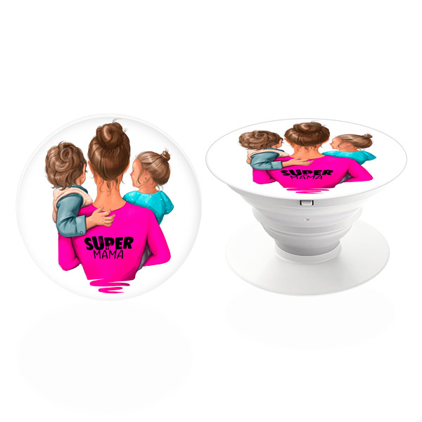 PopSocket iSaprio – Super Mama Boy and Girl držák na mobil / mobil držka (PopSocket iSaprio – Super Mama Boy and Girl držák na mobilní telefon / mobil držka)